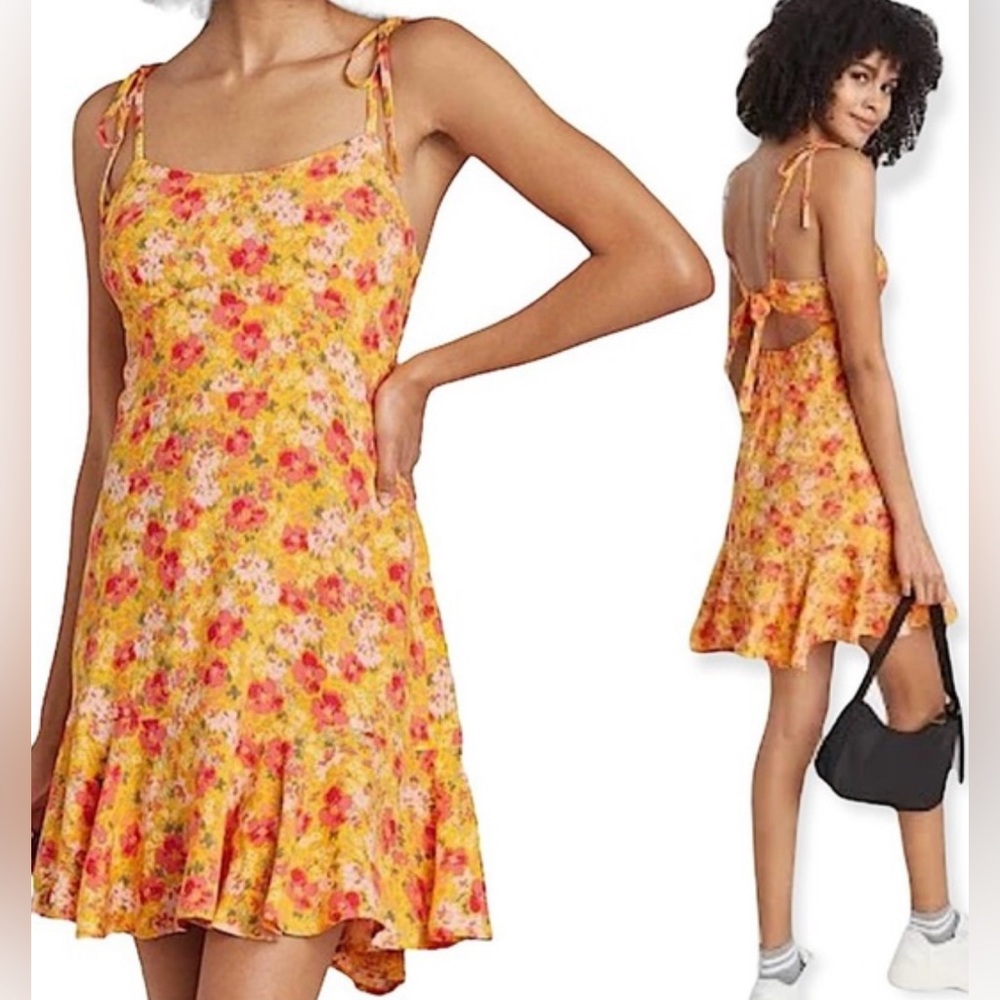 Wild Fable Large Floral Yellow Dress